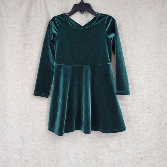 The Children's Place Forest Green Velour Christmas Dress Girls Toddler Size 3T - Picture 1 of 7